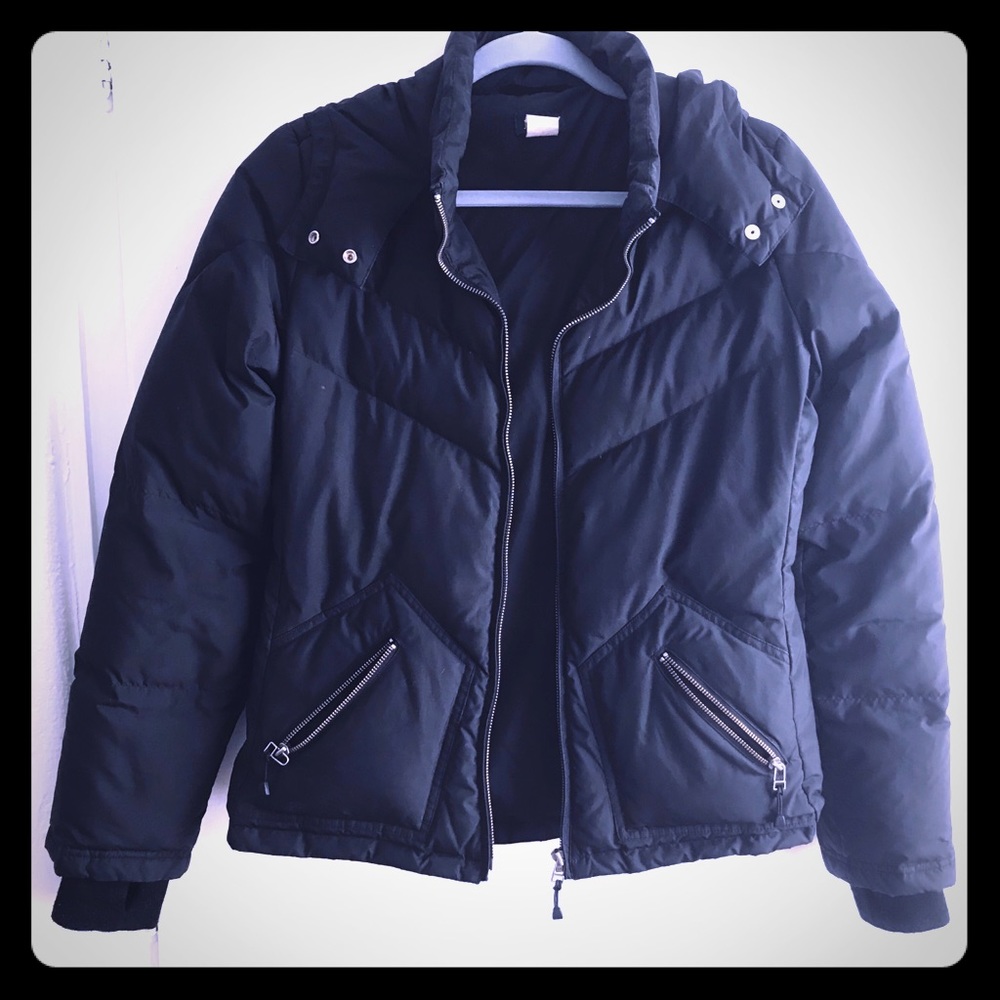 J.Crew Black Down and Feather Coat